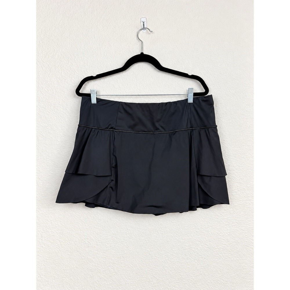 Athleta Momentum Ruffle Skort Black Golf Pickleball Athleisure Tennis Size XL
